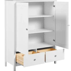Mobile Contenitore Bianco 2 Ante 2 Cassetti Armadio Camera da Letto