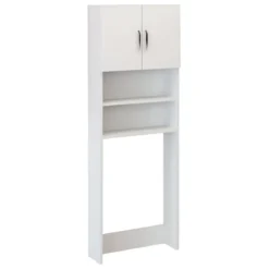 Mobile Coprilavatrice con Ripiani e 2 Ante da Interno 64x20x180 cm Bianco