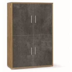 Mobile Credenza 4 Ante Armadio Noce Nero con Ripiani da Ufficio Soggiorno