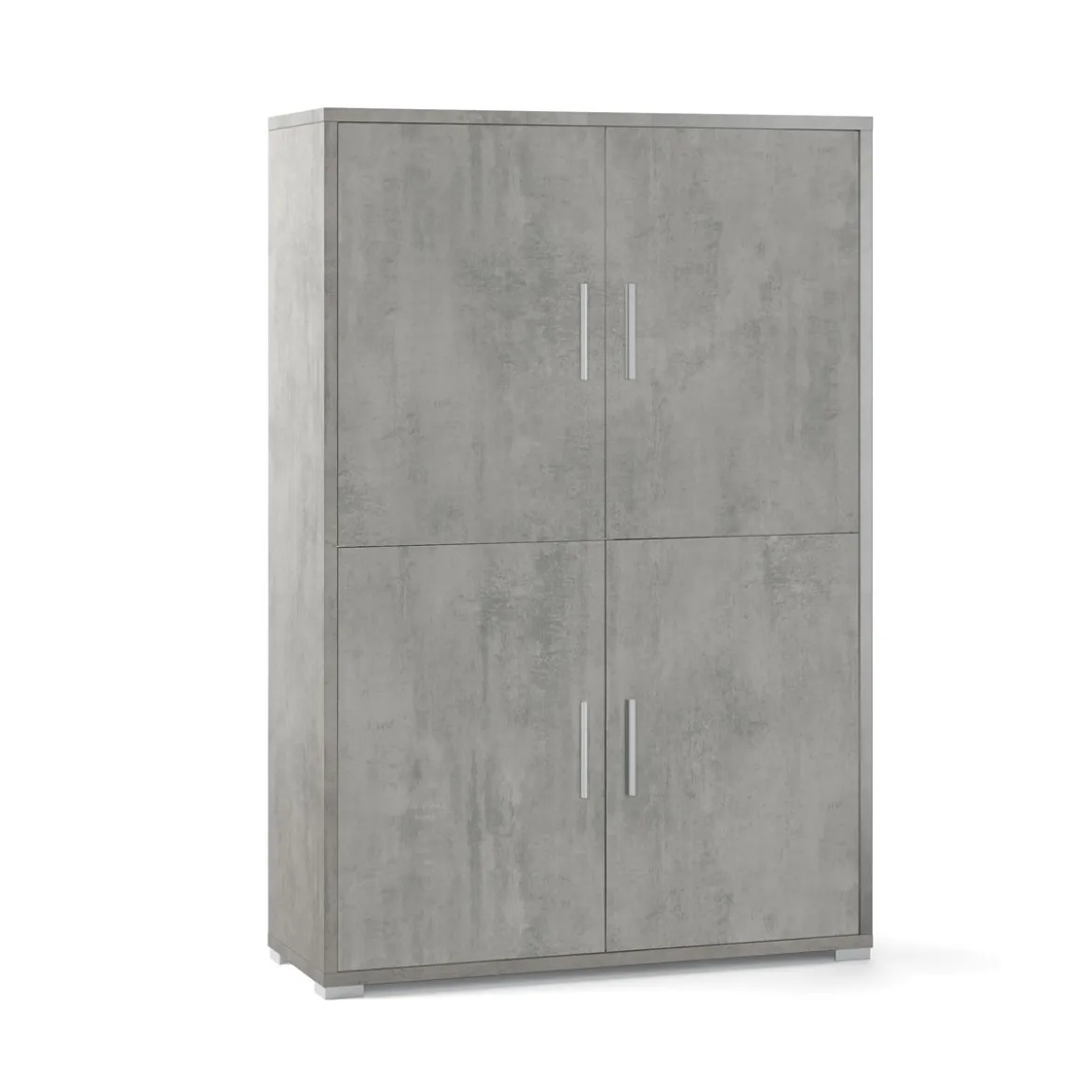 Mobile Credenza 4 Ante Battenti Grigio Buffet con Ripiani da Ufficio Soggiorno