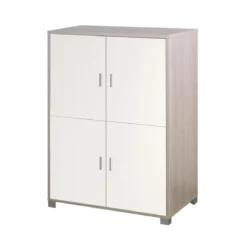 Mobile Credenza 4 Ante Bianco Venato Olmo Ripiani da Ufficio Dispensa Soggiorno