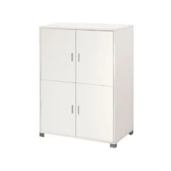 Mobile Credenza 4 Ante Bianco Venato Buffet Ripiani Ufficio Dispensa Soggiorno