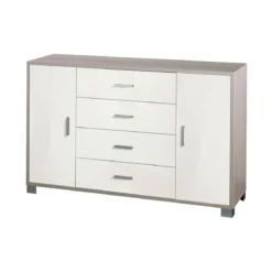 Mobile Credenza 2 Ante 4 Cassetti Bianco Olmo Madia Contenitore Buffet Salotto
