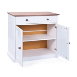 Mobile Credenza 2 Ante 2 Cassetti Bianco Noce Madia Dispensa Buffet da Cucina