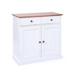 Mobile Credenza 2 Ante 2 Cassetti Bianco Noce Madia Dispensa Buffet da Cucina