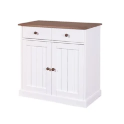 Mobile Credenza 2 Ante 2 Cassetti Bianco Noce Madia Dispensa Buffet da Cucina