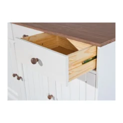 Mobile Credenza 3 Ante 3 Cassetti Bianco Noce Madia Dispensa Buffet da Cucina