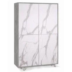 Mobile Credenza 4 Ante Cemento Marmo Madia Buffet Armadio Dispensa Piattaia