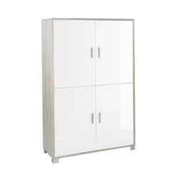 Mobile Credenza 4 Ante Olmo Bianco Lucido Buffet Moderna Dispensa Sala Soggiorno