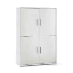 Mobile Credenza 4 Ante Ossido Bianco Buffet con Ripiani da Ufficio Soggiorno