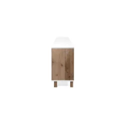 Mobile Credenza 200 cm 3 Ante in Legno Bianco e rovere Naturale Madia Soggiorno