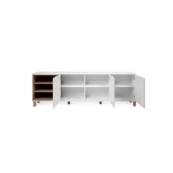 Mobile Credenza 200 cm 3 Ante in Legno Bianco e rovere Naturale Madia Soggiorno
