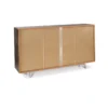 Mobile Credenza Madia 3 Ante 3 Cassetti Bianco Lucido Ossido da Soggiorno