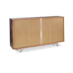 Mobile Credenza Madia 3 Ante 3 Cassetti Bianco Lucido Ossido da Soggiorno