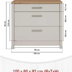 Mobile Cucina Base per Piano Cottura Beige Rovere con 3 Cassetti