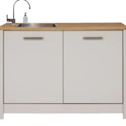 Mobile da Cucina per Lavello Lavastoviglie Modulare Beige Rovere 2 Ante
