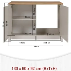 Mobile da Cucina per Lavello Lavastoviglie Modulare Beige Rovere 2 Ante