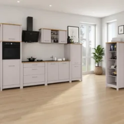 Mobile da Cucina per Lavello Lavastoviglie Modulare Beige Rovere 2 Ante