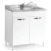Mobile da cucina Sotto Lavello 2 Ante 80 cm Senza Lavello in Legno Bianco Basso