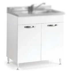Mobile da cucina Sotto Lavello 2 Ante 80 cm Senza Lavello in Legno Bianco Basso