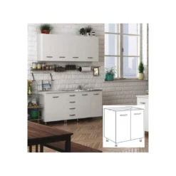 Mobile da cucina Sotto Lavello 2 Ante 80 cm Senza Lavello in Legno Bianco Basso