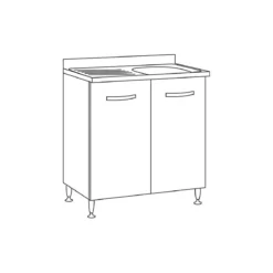 Mobile da cucina Sotto Lavello 2 Ante 80 cm Senza Lavello in Legno Bianco Basso
