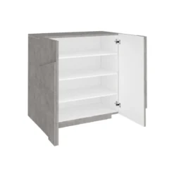 Mobile da Ingresso Cemento Scarpiera con 2 Ante in Legno Porta Scarpe