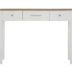 Mobile da Ingresso in Legno Bianco con 3 Cassetti Piano Marrone