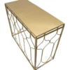 Mobile da Ingresso in Metallo Oro 96,5x41x78 cm Moderno Geometrico