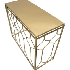 Mobile da Ingresso in Metallo Oro 96,5x41x78 cm Moderno Geometrico