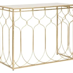 Mobile da Ingresso in Metallo Oro 96,5x41x78 cm Moderno Geometrico
