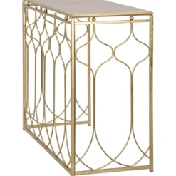 Mobile da Ingresso in Metallo Oro 96,5x41x78 cm Moderno Geometrico