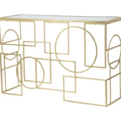Mobile da Ingresso Metallo Oro Vetro Specchiato 120x41x81 cm Moderno