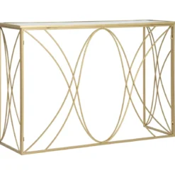 Mobile da Ingresso Metallo Oro Vetro Specchiato 120x40x80 cm Moderno