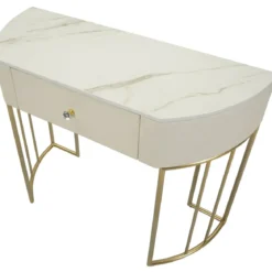 Mobile da Ingresso Similpelle Trapuntata Bianco Oro con Cassetto