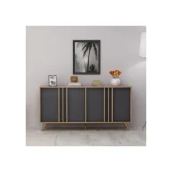 Mobile da Soggiorno Madia 4 Antracite Noce Piattaia Credenza Soggiorno Ingresso