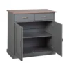 Mobile Grigio a 2 Ante 2 Cassetti Credenza in Legno Dispensa Soggiorno Cucina