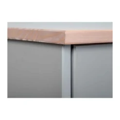Mobile Grigio a 3 Ante 3 Cassetti Credenza in Legno Dispensa da Soggiorno Cucina