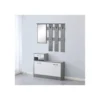 Mobile Ingresso XL Grigio e Bianco con Scarpiera e Specchio