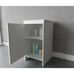 Mobile Lavanderia 46,5x49x84 cm PVC 1 Anta Bianco Salvaspazio