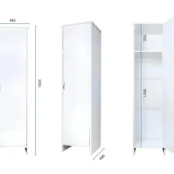 Mobile Lavatoio 2 Ante 60x50x85 con Colonna 45x50x182 e Specchio 45x60
