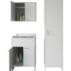 Mobile Lavatoio 2 Ante 60x50x85 Pensile 60x34x52 Colonna 45x50x182 cm