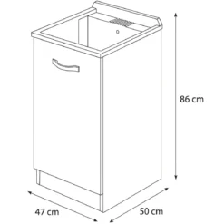 Mobile Lavatoio con Anta in Legno Bianco Frassinato per Lavanderia