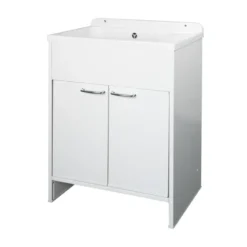 Mobile Lavatoio PVC 58x38 cm con Vasca 2 Ante con Kit Scarico Autopulente