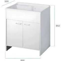 Mobile Lavatoio PVC 80x50x85 cm per Esterni con Vano Porta Oggetti