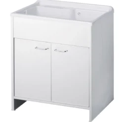 Mobile Lavatoio PVC 80x50x85 cm per Esterni con Vano Porta Oggetti