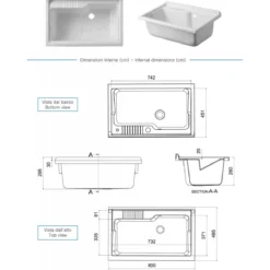Mobile Lavatoio PVC 80x50x85 cm per Esterni con Vano Porta Oggetti