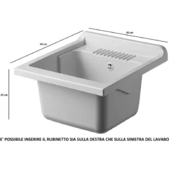 Mobile Lavatoio 45x50 cm in Legno Lavandino con Sifone da Lavanderia