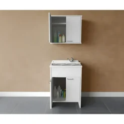 Mobile Lavatoio 60x50x85 cm con Pensile 60x34x52 cm 2 Ante