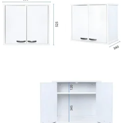 Mobile Lavatoio 60x50x85 cm con Pensile 60x34x52 cm 2 Ante
